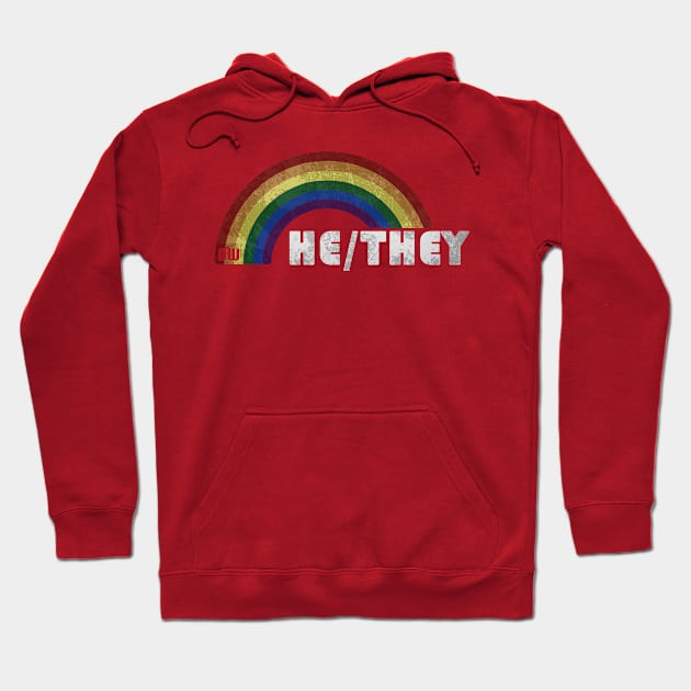 Grunge LGBT+ Pride - He/They Pronouns Hoodie by Daniela A. Wolfe Designs